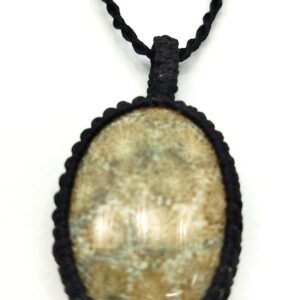 Natural Fossilized Agate in Hand knitted thread Locket 