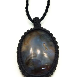 Natural Moss Agate in Hand knitted Thread Locket 