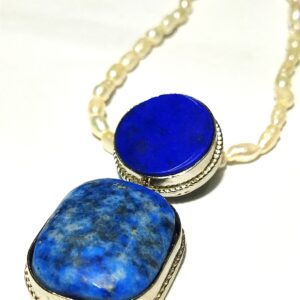 Original Lapis Lazuli with Pearl Locket in Silver
