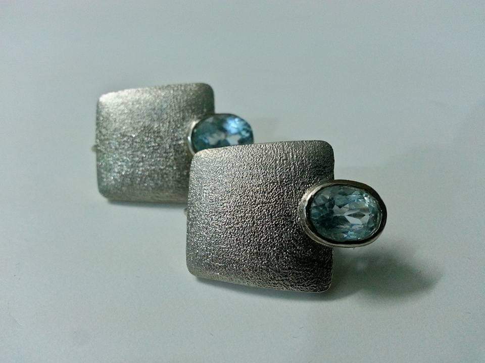 Blue Topaz Earrings in Silver
